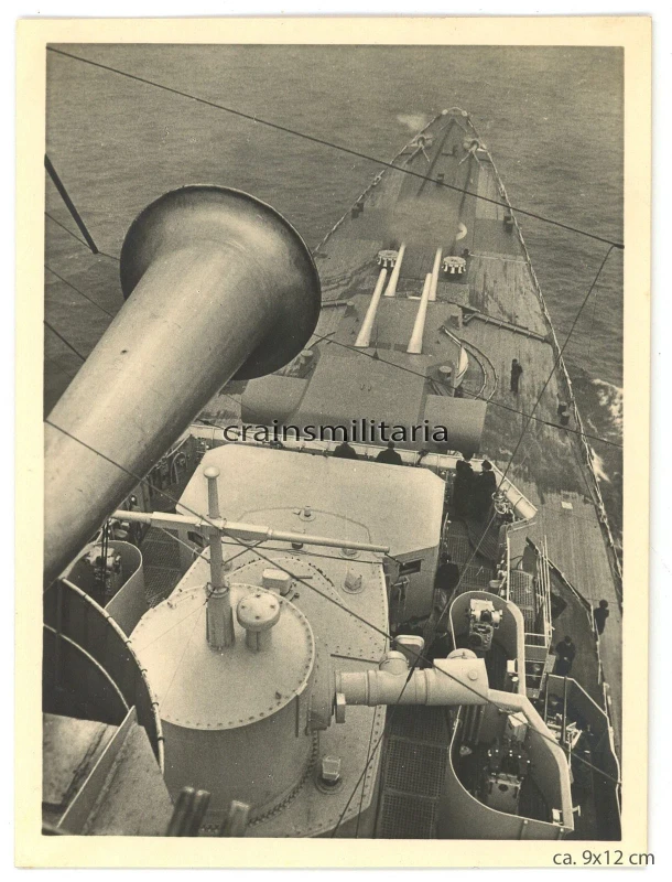 Orig Foto schwere Kreuzer Prinz Eugen Schiff ca 1940 Optik Fernglas Geschütz