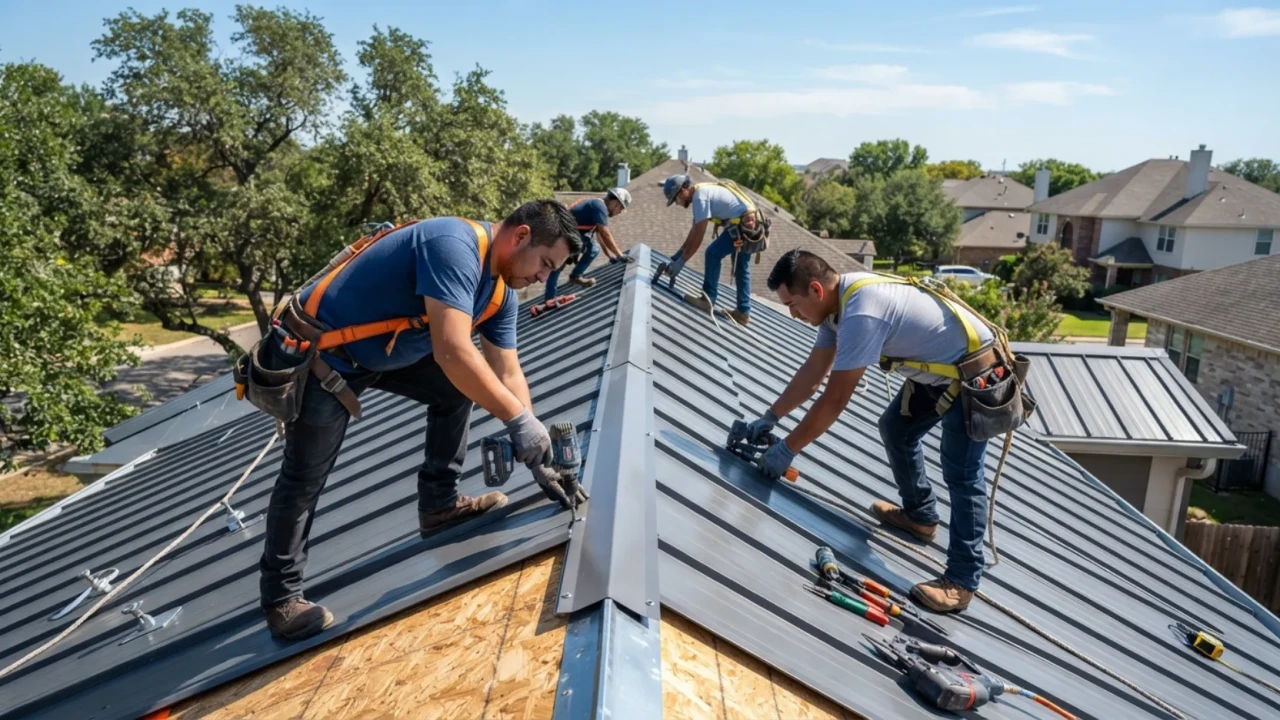 Steel metal roof panel installation San Antonio Texas