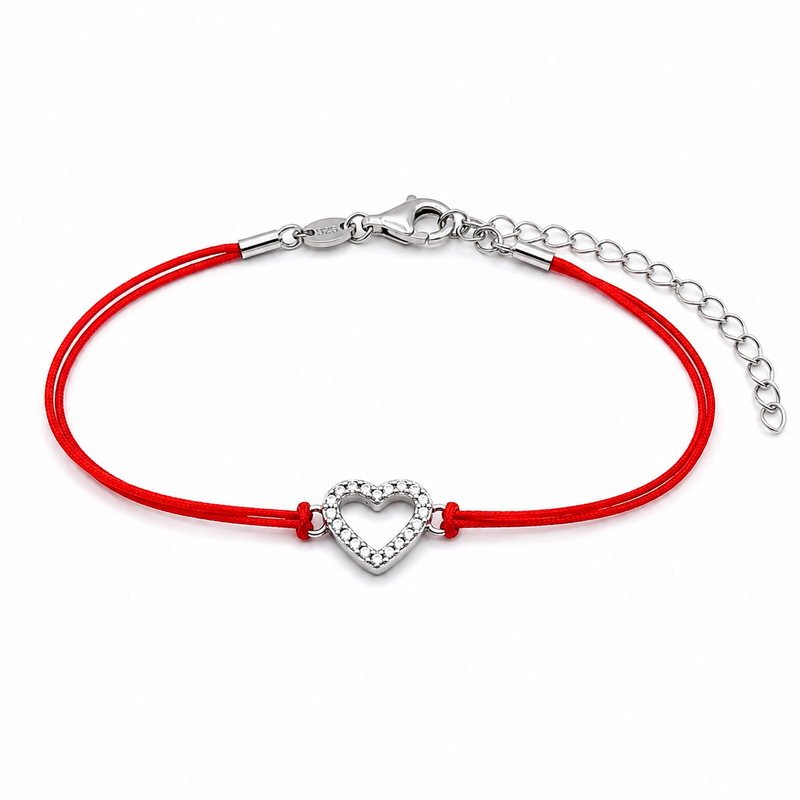Серебряный браслет Сердце с фианитами SVP