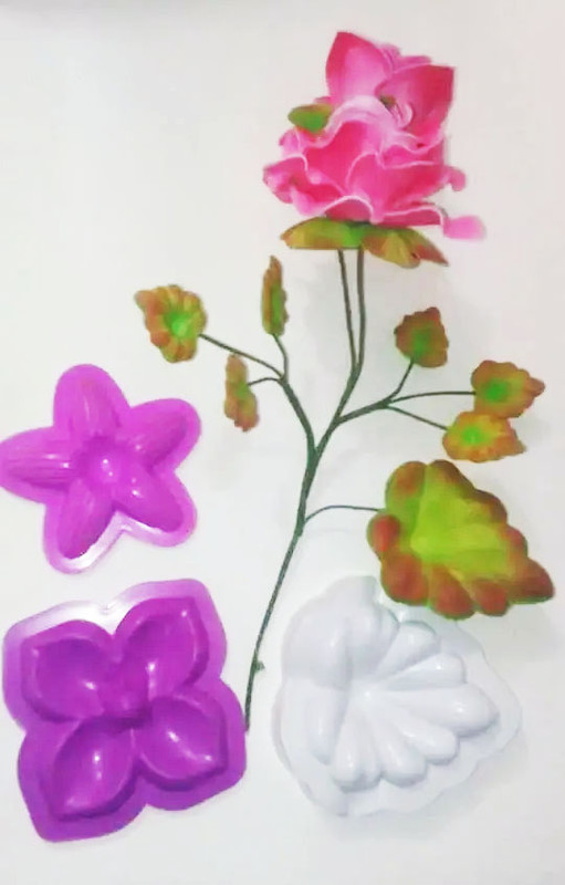 Molde para fomi rosa calas y hojas para floristeria goma eva