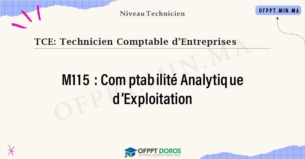 Sommaire détaillé du cours Comptabilité Analytique d’Exploitation M115 OFPPT - Structure du module
