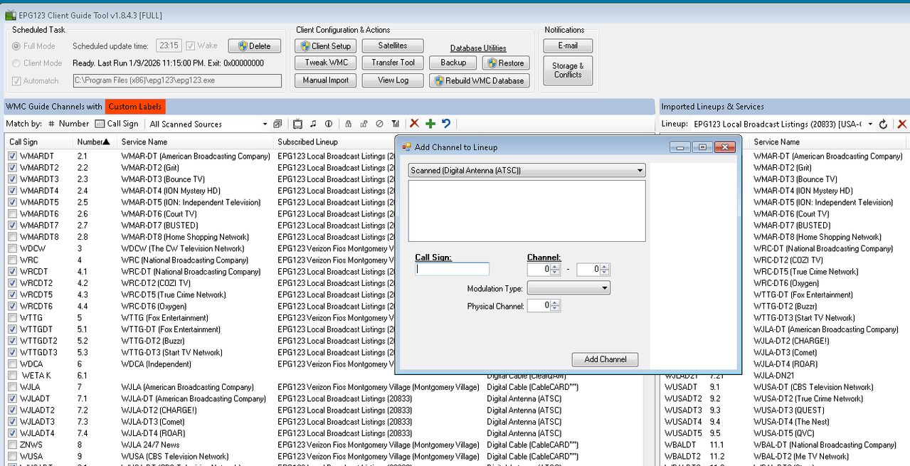 epg123 add channels PNG