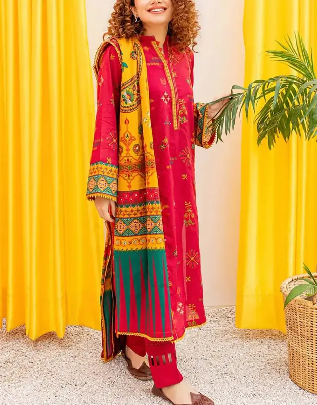 Trendy Embroidered Lawn Dress with Organza Dupatta