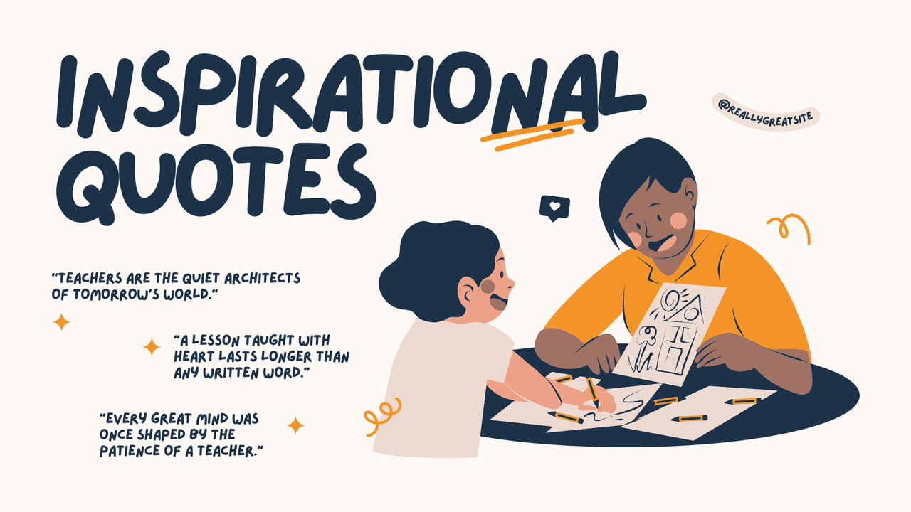 Blue Orange and Cream Illustrated Teacher's Day Presentation