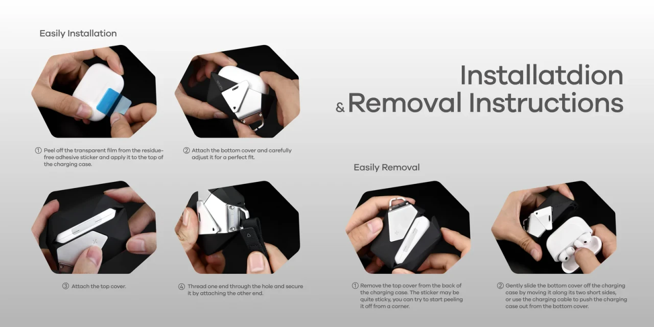 Husa pentru AirPods Pro 3, Aulumu A39 Geometric, TPU rezistent si Aliaj de zinc, finisaj mat premium, Snur detasabil, Protectie Antisoc, Compatibila incarcare wireless, Negru A39 13