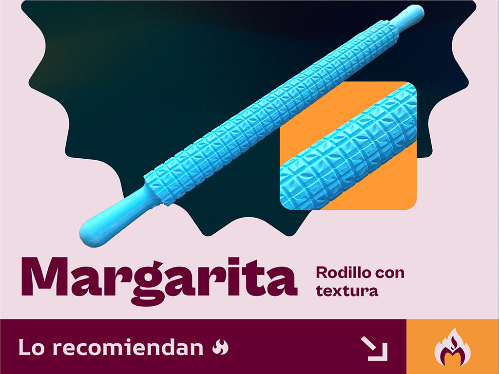 Rodillo punta diamante macizo marcador de masas aluminio y pergamino