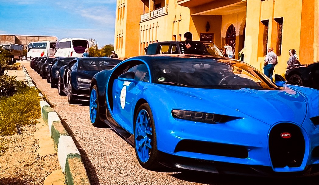 Luxury Bugatti car parked at Hôtel Taddart