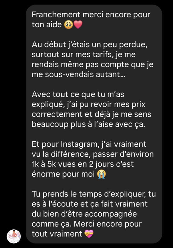 Retour d’une élève avant la création de sa page vitrine