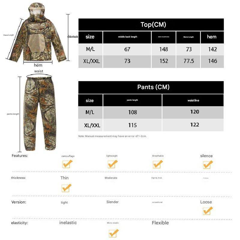 Bark and green leaves Camouflage Mosquito Repellent Suit Ultra-Fine Mesh Hooded Ghillie Suit for Outdoor Hunting Camping Fishing and Beekeeping(XL/XXL)