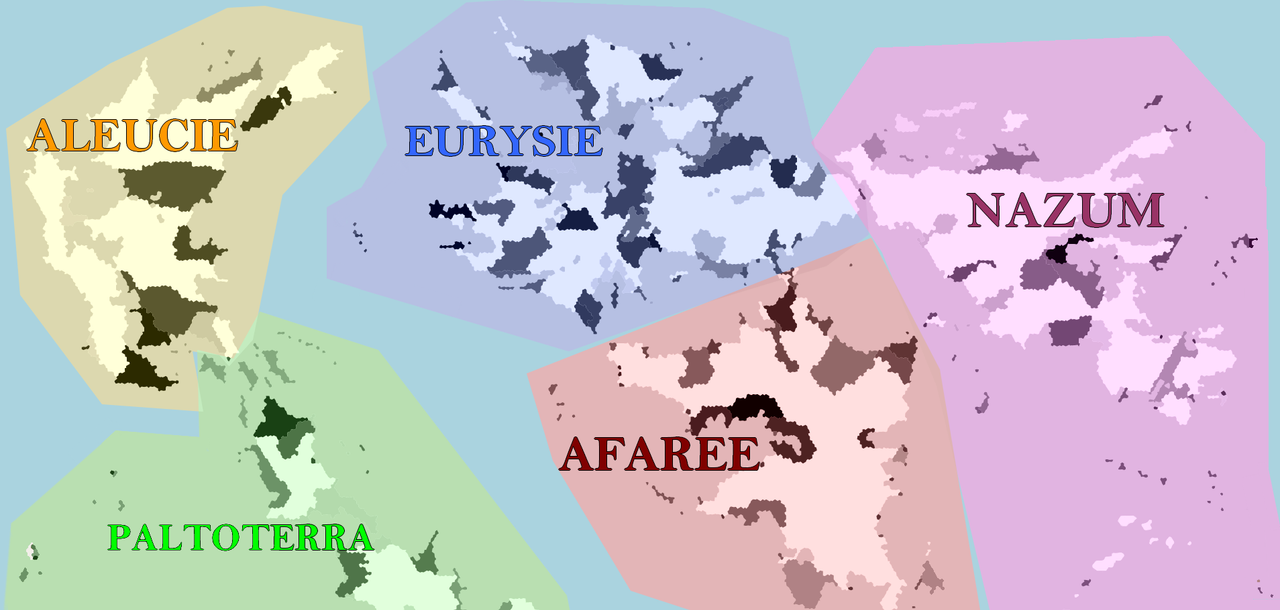 Carte des 5 continents