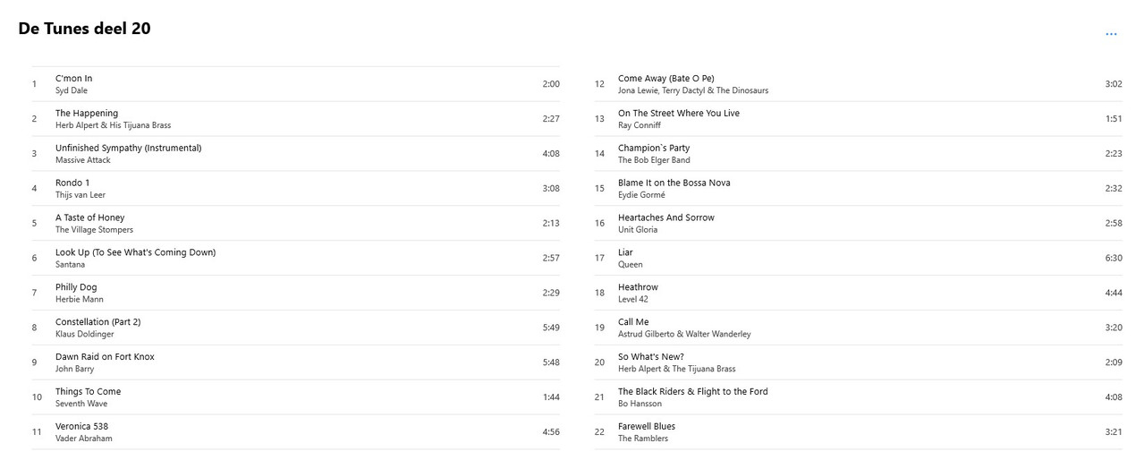 tunes back 20
