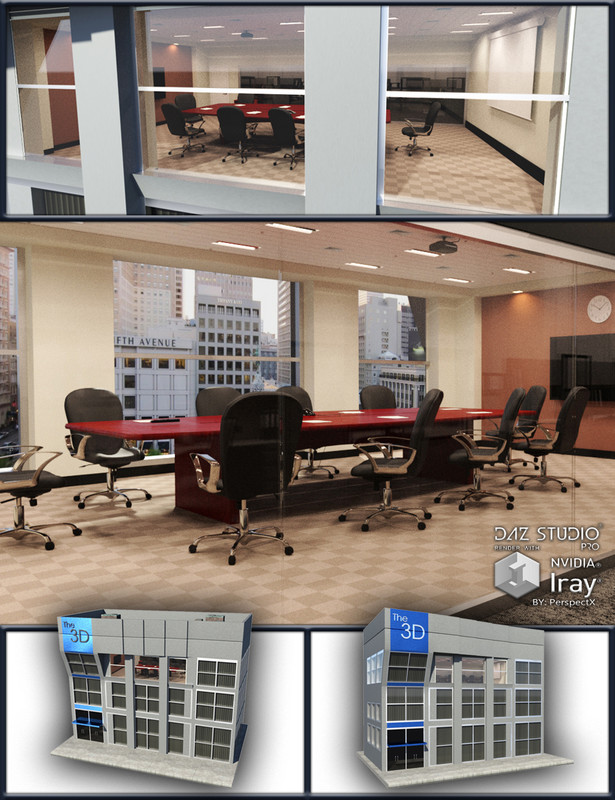 00 main office building with conference room items daz3d