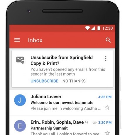 Gmail mobile unsubscribe