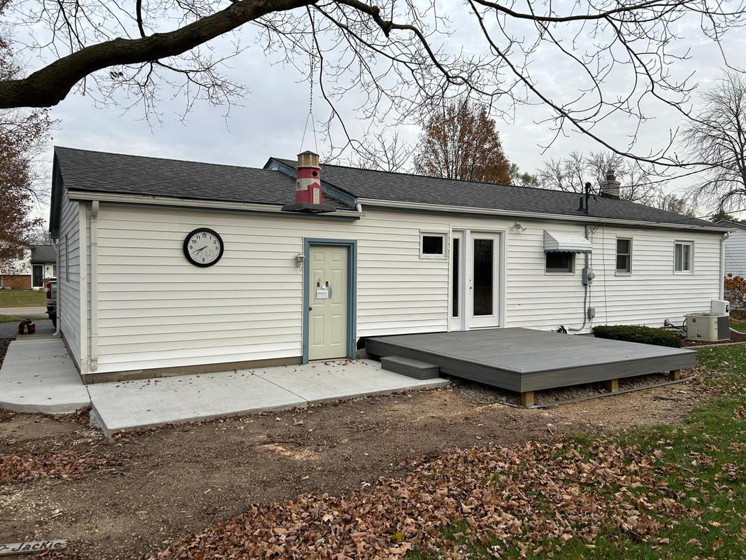 After, with Deck, Concrete Pad, and Connecting Sidewalk