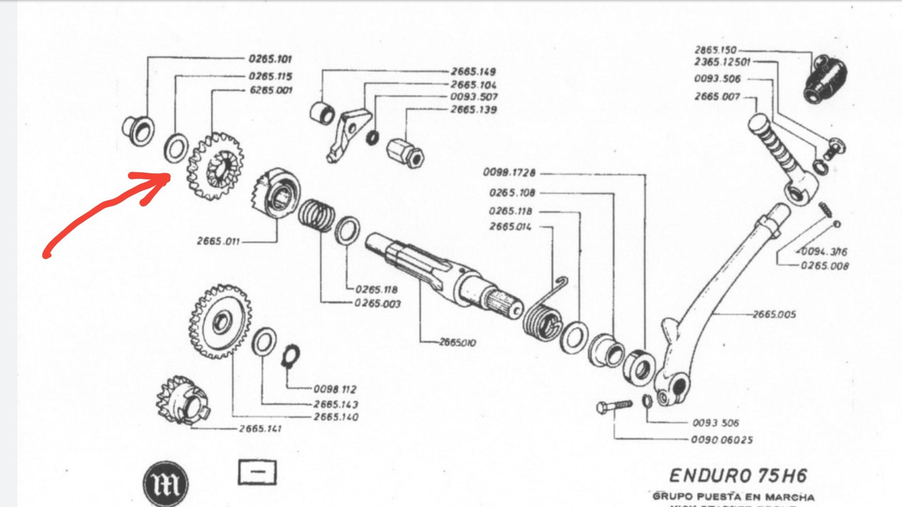 motor h3 -registronex - Recuperación motor Enduro 75H6 Arandela-despiece-lado-embrague-75-H6