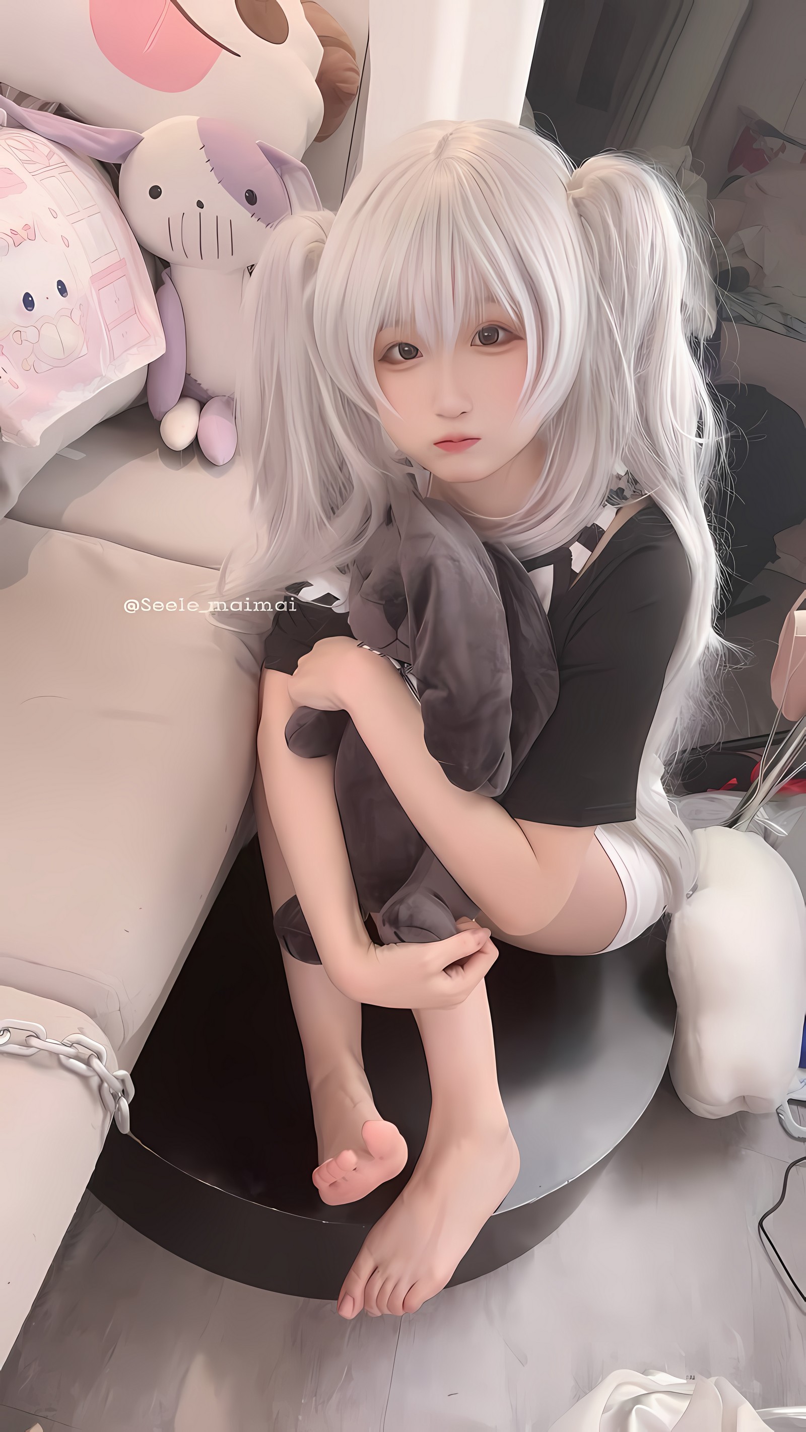 Seele麦麦白色双马尾少女写真｜甜系可爱风高清图集（16P-77M）插图3