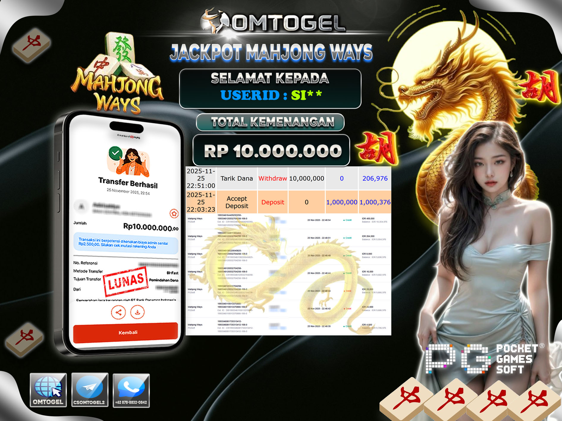 OMTOGEL JACKPOT PGSOFT MAHJONG WAYS  ,10 JUTA DI BAYAR LUNAS ,-