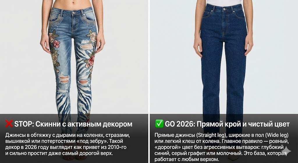 Тренды джинс 2026