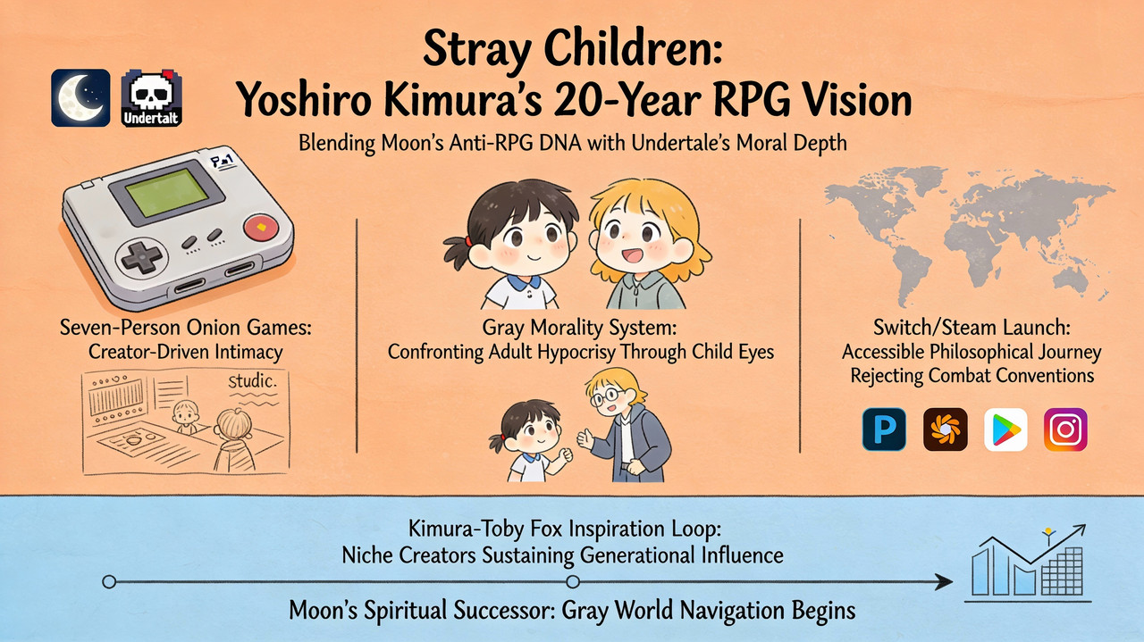 Stray Children Masterpiece - Moon Creator's Undertale-Inspired RPG Redefines Moral Gray 1 PS1-style top-down RPG with moral choice dialogue trees