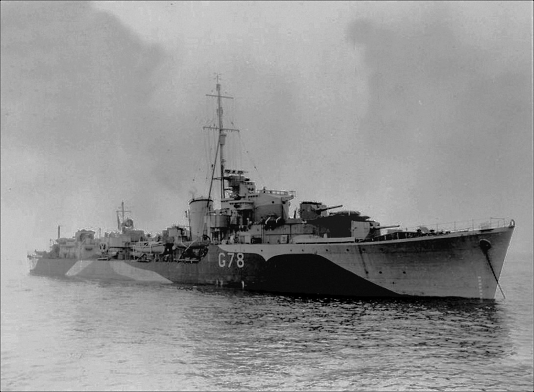 Quentin (G.78) на якоре в Плимутском заливе, 1942