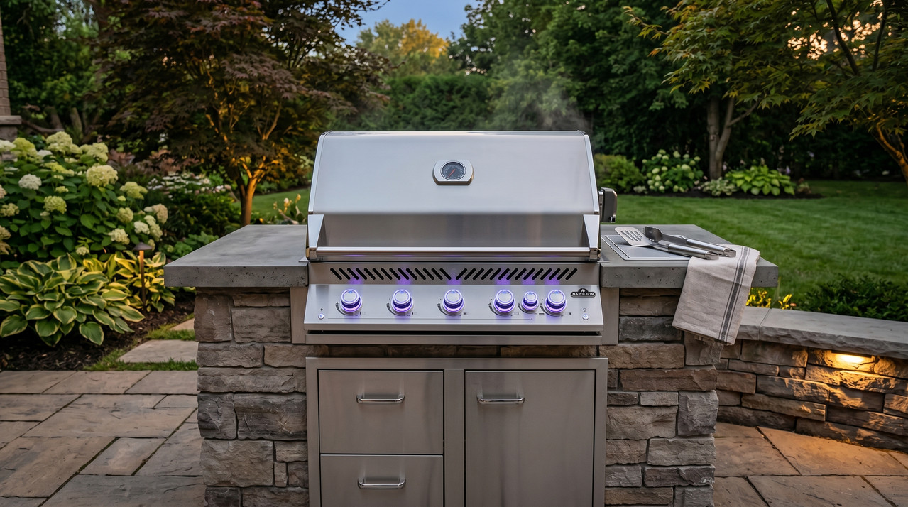 Parrilla empotrable premium Napoleon de 38 pulgadas en acero inoxidable integrada en encimera exterior