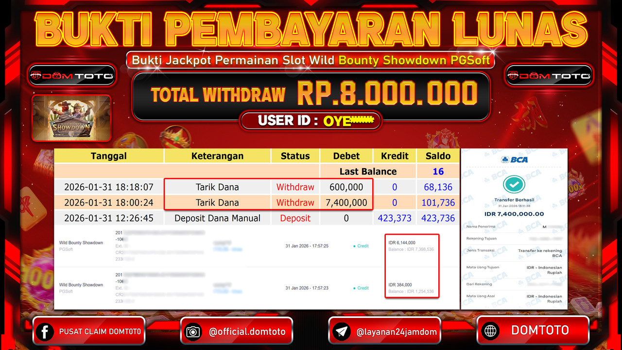 JACKPOT SLOT Wild Bounty Showdown PGSoft 31 JANUARI 2026
