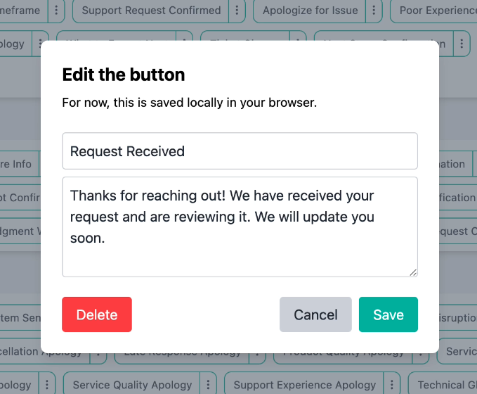 Edit Replies Interface