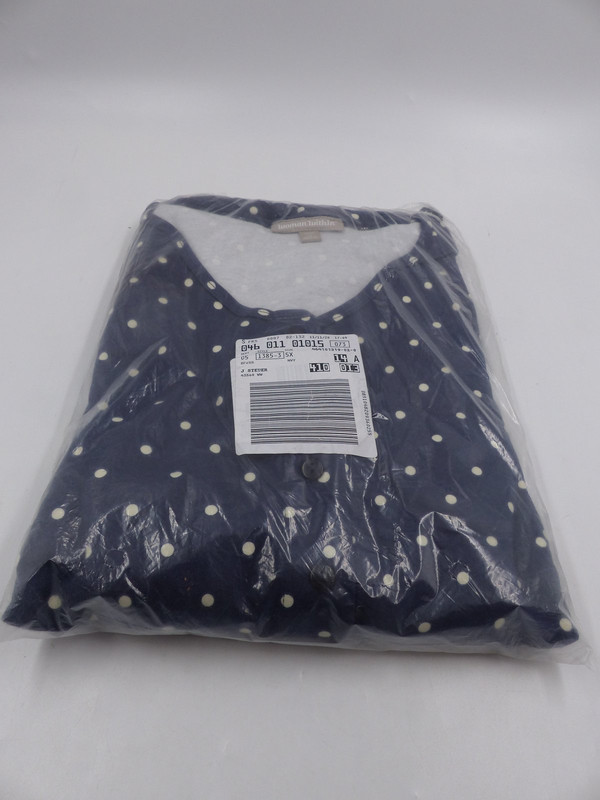 WOMAN WITHIN BUTTON FRONT ESSENTIAL DRESS NAVY W/ POLKA DOTS 5X(38/40)