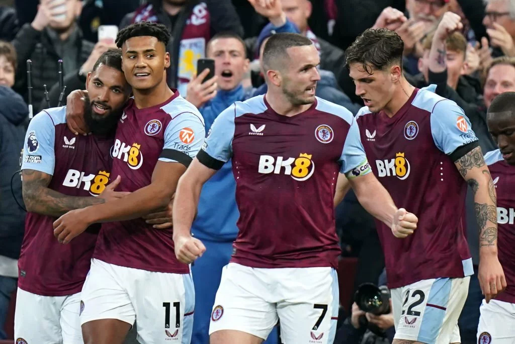 Aston Villa celebrating the victory Aston Villa celebrating the victory