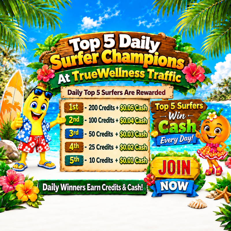 TrueWellness Traffic Top 5 Daily Surfer Champions