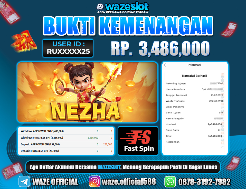 BUKTI KEMENANGAN 18 JULI 2025 DI GAME NEZHA