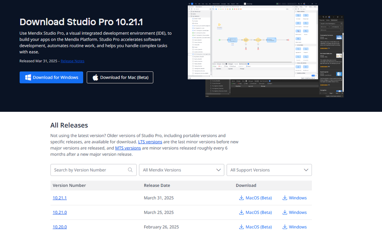 Mendix Version Selector