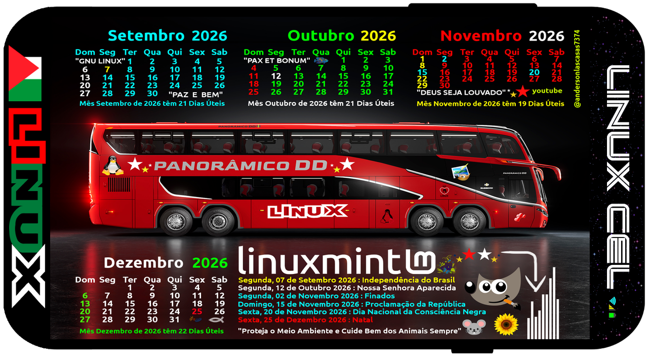 Busscar DD Panoramico NB1 Lateral Direita Calendarios SOND 2026 Linux Cel Celular Horiz Extra Photo 