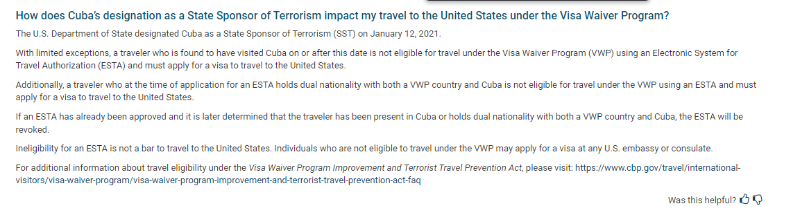 Viajar a USA tras viaje a Cuba: necesito visado? - Foro USA y Canada