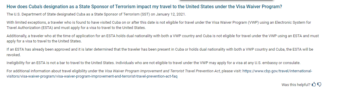 Viajar a USA tras viaje a Cuba: necesito visado? - Foro USA y Canadá