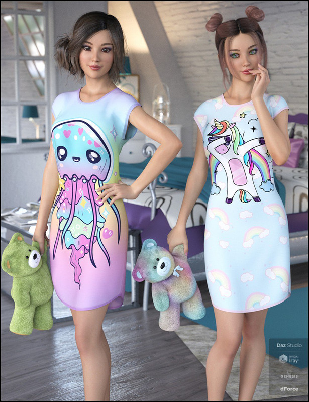 Kawaii Textures for dForce Snuggle Up PJs and Accessories Kawaii Textures for dForce Snuggle Up PJs and Accessories