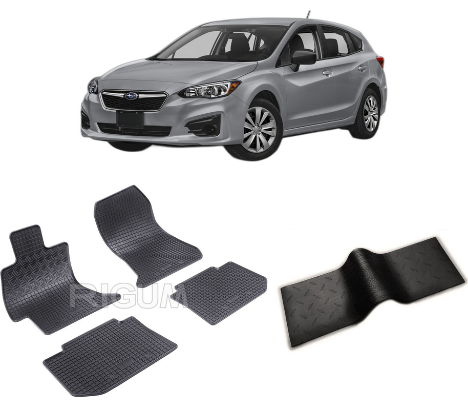 Set covorase auto SUBARU IMPREZA WRX din 2014-PREZENT, cu covoras tunel median, CAROSERIE HATCHBACK, Presuri cauciuc 100%, compatibil cu autoturismul SUBARU IMPREZA WRX, Rigum