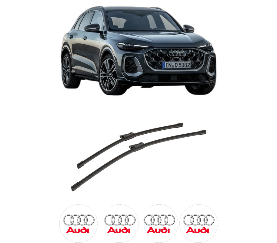 Set stergatoare auto AUDI Q5 (GUB) din 2025, pentru parbriz auto, 2 bucati, Bosch Aerotwin, din cauciuc siliconat rezistent, 4 Stickere Auto AUDI