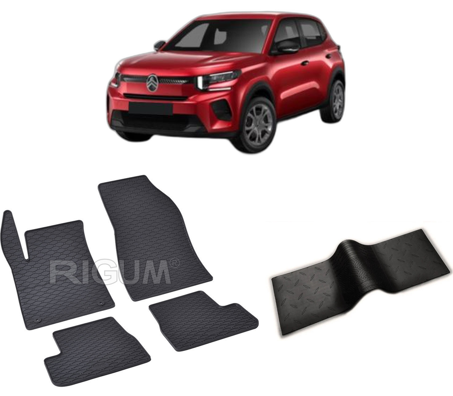 Set covorase auto CITROEN C3 IV din 04.2024-PREZENT, cu covoras tunel median, CAROSERIE HATCHBACK, Presuri cauciuc 100%, compatibil cu autoturismul CITROEN C3 IV, Rigum