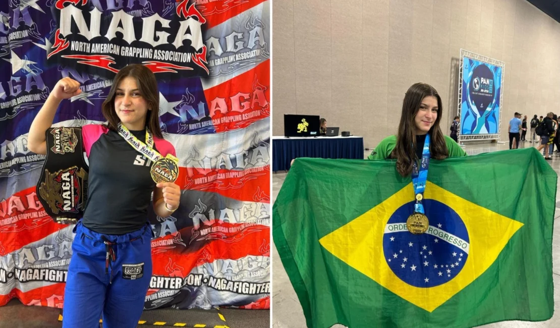 Alagoana Clarice Berto conquista ouro e cinturão em competições nos EUA