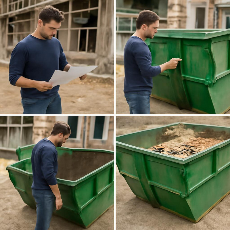 Пошаговый процесс выбора контейнера для строительного мусора