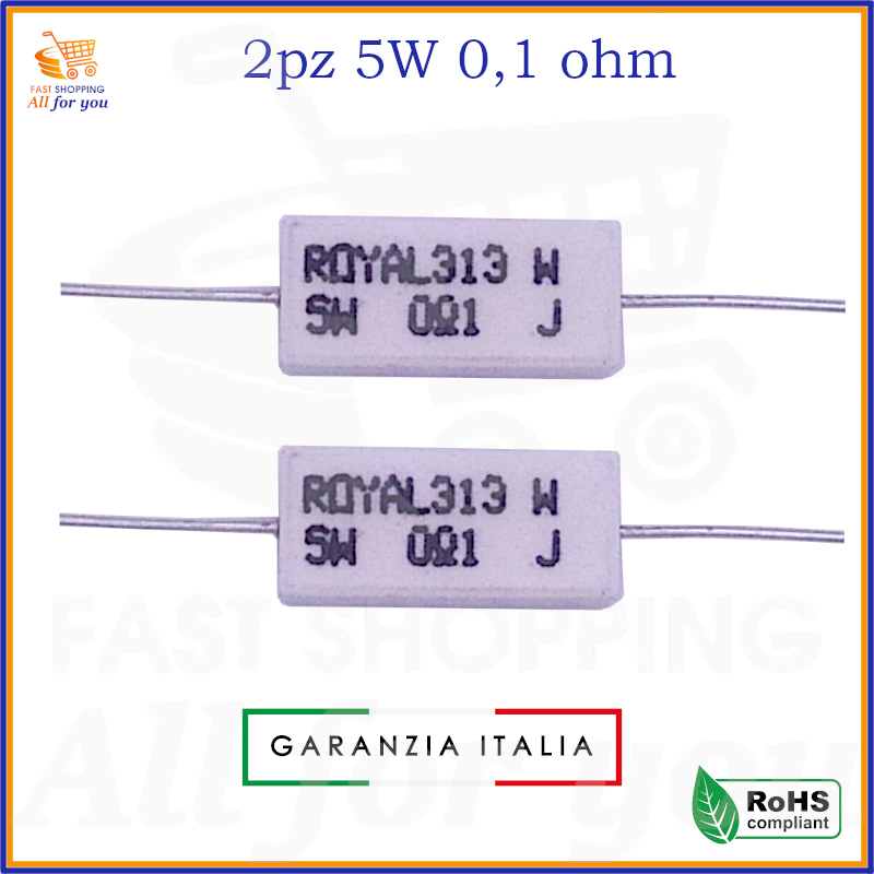 Kit resistenze 5 watt 1,50 ohm 5% per circuiti elettronici resistori a filo in ceramica