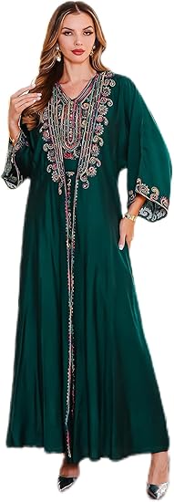 Coolwife Women's Two-Piece Embroidered Jalabiya