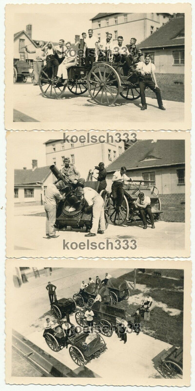!3 Fotos Waffenmeisterei IR 25 Feldküche Gefechtswagen Anhängern Groß Born Polen