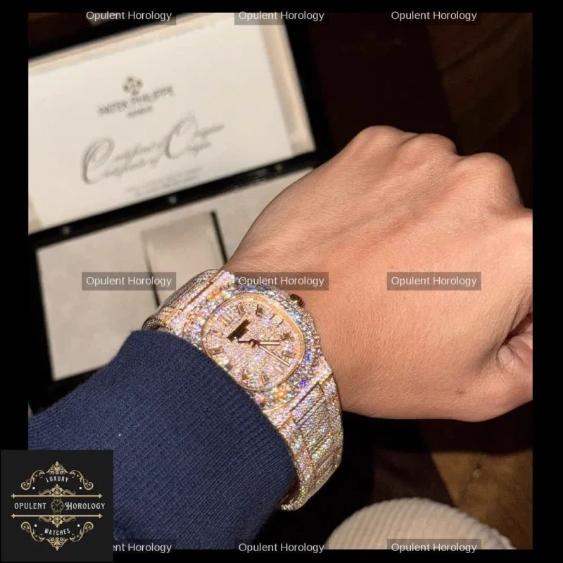 Patek Philippe Nautilus 5719 – 40 mm Full Moissanite 18K Gold-Plated Edition - Super Clone