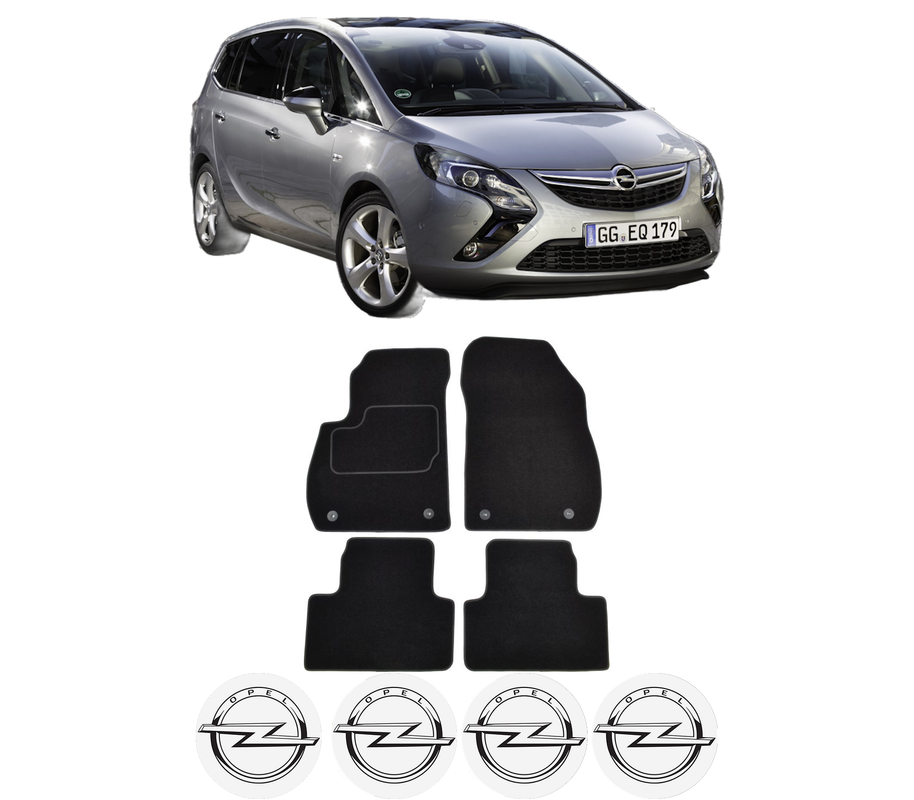 Set Covorase Presuri OPEL ZAFIRA TOURER C (P12) din 2011-2013, Auto, Material Textil Mocheta, 4 Stickere auto cu OPEL