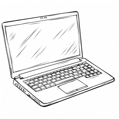 Line illustration of a laptop