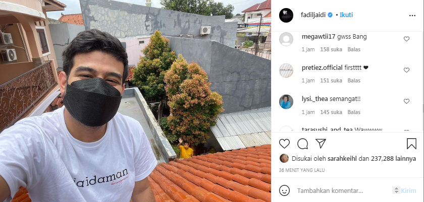 Fadil Jaidi positif Covid-19 sedang jalani isolasi mandiri di rumahnya