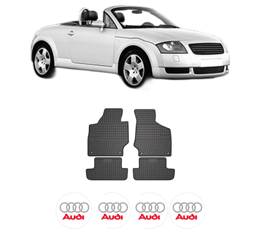 Set covorase presuri AUDI TT Roadster (8N9) din 2005-2006, auto, din cauciuc thermoplastic, 4 Stickere auto cu AUDI