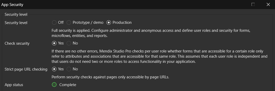 Security Mode Setting